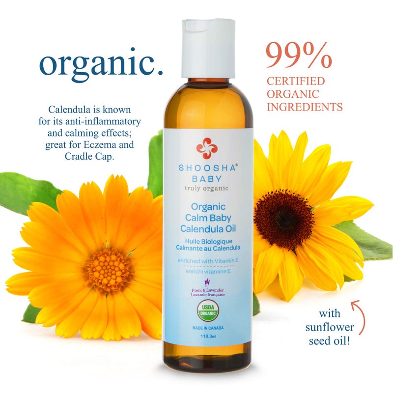 Shoosha Organic Calendula Oil French Lavender, for Babies, Real Calendula Oil, Calendula Massage Oil Moisturizer, Hypoallergenic, Gluten-Free, 100% Biodegradable - Image 4